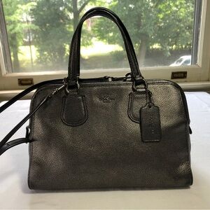 Black/silver metallic Coach purse
